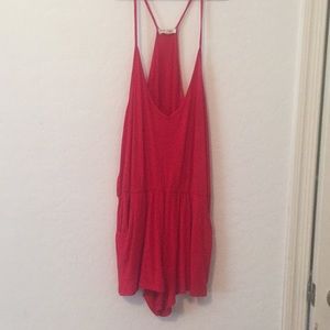 Red v neck romper